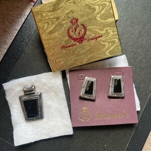 Premier Designs Silver and Black Jewelry Set